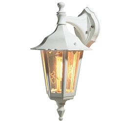 Au�en-Wandleuchte FIRENZE DOWN, E27 max. 60W, Wei�, Aluminium / Klarglas