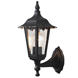 Au�en-Wandleuchte FIRENZE UP, E27 max. 60W, Schwarz, Aluminium / Klarglas