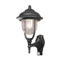Au�en-Wandleuchte PARMA mit Bewegungsmelder, E27 max. 75W, Schwarz, Aluminium / Acrylglas klar