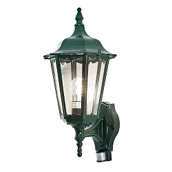 Au�en-Wandleuchte FIRENZE mit Bewegungsmelder, E27 max. 100W, Gr�n, Aluminium / Klarglas