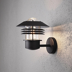 Au�en-Wandleuchte MODENA UP MEDIUM, E27 max. 60W, Schwarz, Aluminium / Klarglas