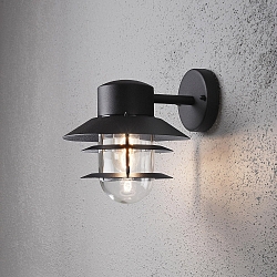 Au�en-Wandleuchte MODENA DOWN, E27 max. 60W, Schwarz, Aluminium / Klarglas