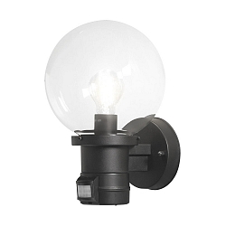 Au�en-Wandleuchte NEMI mit Bewegungsmelder, E27 max. 60W, Schwarz, Kunststoff / Klarglas