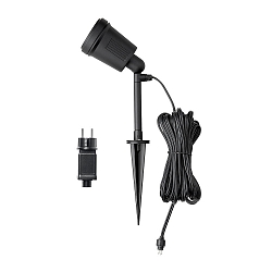 Outdoor LED Wand- und Erdspie�-Spot AMALFI, 12V, 1-flammig, 4W 3500K 280lm, inkl. Trafo, abnehmbarer Erdspie�, schwarz