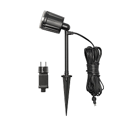 Outdoor HighPower LED Erdspie�-Spot AMALFI, 12V, 1-flammig, 4W 3500K 280lm 46�, inkl. Trafo, abnehmbarer Erdspie�, schwarz