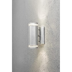 Au�en-Wandstrahler MODENA UP/DOWN SINGLE, 2x GU10 max. 35W, Stahl galvanisiert / Acrylglas klar