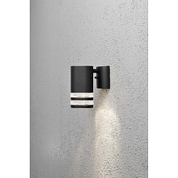 Au�en-Wandstrahler MODENA DOWN, mit �ffnung f�r seitlichen Lichtanteil, GU10 max. 35W, Schwarz, Aluminium / Acrylglas klar