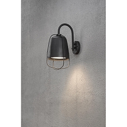 Au�en-Wandleuchte PERUGIA, E27 max. 60W, Schwarz, Aluminium / Opalglas, 