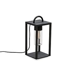 Boden-Laterne BOLOGNA, IP44, E27 max. 40W, with 500cm cable, black aluminium / clear glass, E27 max. 40W