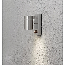 Au�en-Wandleuchte MODENA DOWN mit Bewegungsmelder, GU10 max. 35W, Edelstahl 304 / Klarglas