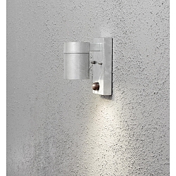 Au�en-Wandleuchte MODENA DOWN mit Bewegungsmelder, GU10 max. 35W, Stahl galvanisiert / Klarglas