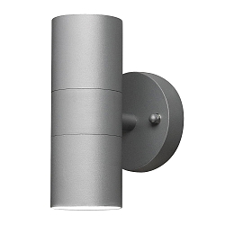Au�en-Wandleuchte MODENA, mit doppeltem Lichtkegel, 2x GU10 max. 35W, Grau, Aluminium / Klarglas