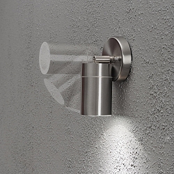 Au�en-Wandspot MODENA, schwenkbar, GU10 max. 7W, Lichtkegel 105�, Edelstahl 304 / Klarglas