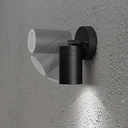 Au�en-Wandspot MODENA, schwenkbar, GU10 max. 7W, Lichtkegel 105�, Schwarz, Aluminium / Klarglas