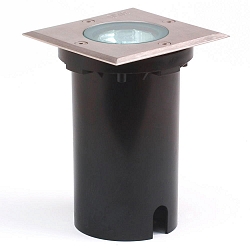 Outdoor Bodeneinbaustrahler, IP65, Blende eckig, 11 x 11cm, GU10 max. 7W, Edelstahl 304 / Klarglas