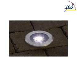 LED Solar-Bodeneinbau-Spot inkl. 2 Akkus, IP44, 0.06W 6000K 2lm, Edelstahl 304 / Klarglas