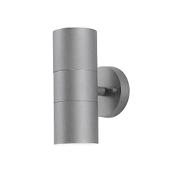Au�en-Wandleuchte MODENA, Up/Down, mit doppeltem Lichtkegel, IP44, 2x GU10 max. 35W, Grau, Aluminium / Klarglas