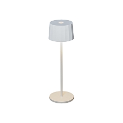 Outdoor LED accu table lamp POSITANO, IP54, 2.2W 2700/3000K 180lm, dimmable, witch USB charging dock, white