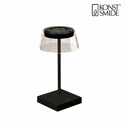 Outdoor LED accu table lamp SCILLA, IP54, 2.5W 2700/3000K 110lm, dimmable, witch USB charging dock, black/ clear shade