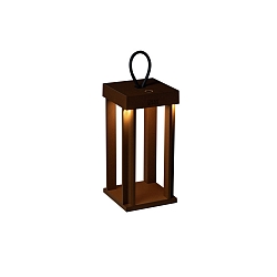 Outdoor LED accu table lamp CANNES, IP54, 2.2W 2700/3000K 180lm, dimmable, rusty