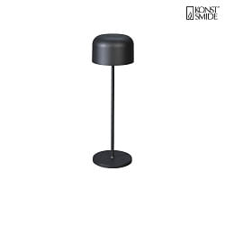 battery table lamp LILLE with USB connection, with touch dimmer IP54, black dimmable
