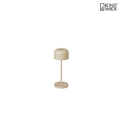 battery table lamp LILLE MINI with USB connection, with touch dimmer IP54, sand coloured dimmable
