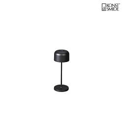 battery table lamp LILLE MINI with USB connection, with touch dimmer IP54, black dimmable