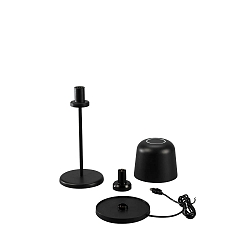 battery table lamp BIOT USB IP54, black dimmable