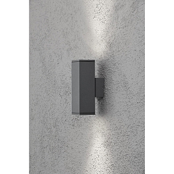 Au�en-Wandleuchte MONZA, mit doppeltem Lichtkegel, 2xGU10, IP44, anthrazit, Aluminium Klarglas