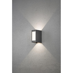 HighPower LED Au�en-Wandleuchte CREMONA, 2-seitg 0�-90� einstellbar, 12W 3000K 720lm, Anthrazit / Aluminium, Kunststoff opal