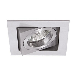Recessed LV spot QR111, IP20, square, 1-flame, 12V AC, GX5.3 max. 50W, swivelling 30�, aluminum, matt alu