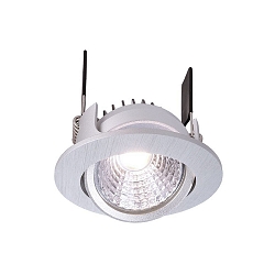 KapegoLED recessed ceiling luminaire COB-68-350mA-4000K-round-flat, brushed silver