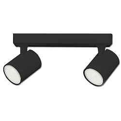 Wand- und Deckenleuchte GU10 Dual, 2-flammig, IP20, schwenkbar, exkl. Leuchtmittel, Aluminium, Schwarz matt