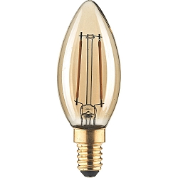 LED Filament Kerzenform C35 GOLD, E14, 2.5W 180lm 1800K, schaltbar, Goldglas klar