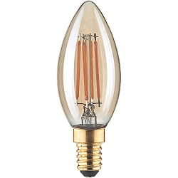 LED Filament Kerzenform C35 GOLD, E14, 4.5W 380lm 1800K, schaltbar, Goldglas klar
