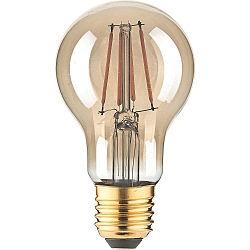 LED Filament Birnenform A60 GOLD, E27, 4.5W 380lm 1800K, schaltbar, Goldglas klar