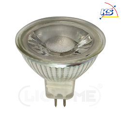 LED MR16 glass reflector lamp, 12V AC/DC, GU5.3, 5W 3000K 345lm 38°