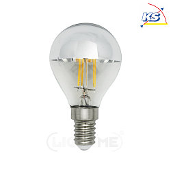 LED Kopfspiegel-Filament SV P45, E14, 4.5W 2700K 400lm, dimmbar, Silber / klar