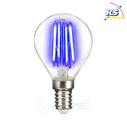 LED Deko-Filament Tropfenform P45, E14, 4W Blau / klar