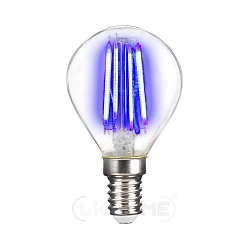 LED Deko-Filament Tropfenform P45, E14, 4W Blau / klar