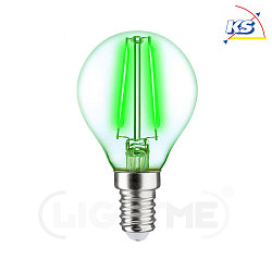 LED Deko-Filament Tropfenform P45, E14, 4W Grün / klar