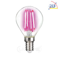 LED Deko-Filament Tropfenform P45, E14, 4W Pink / klar