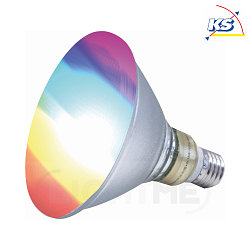 Outdoor LED RGB/W PAR38 reflector lamp, IP55, E27, 15W RGB/3000K 1055lm, dimmable, incl. remote