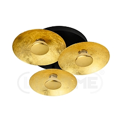 Decken-Rondell GOLDINO, 3-flammig, inkl. 3x GU10 5W 2700K 350lm (3-StepDim), Gold / Schwarz