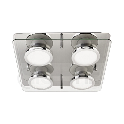 Deckenleuchte CHROMIA, 4-flammig, inkl. 4x GU10 5W 2700K 400lm (3-Step-dimmbar), Chrom / Satin