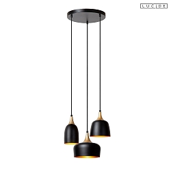 pendant luminaire CHAYANNE 3 flames E14 IP20, brass, black 