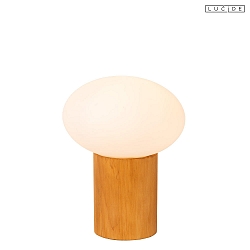 Tischleuchte BIRTLE � 15 cm 1x E27 IP20 Holz/hell + Glas/opal