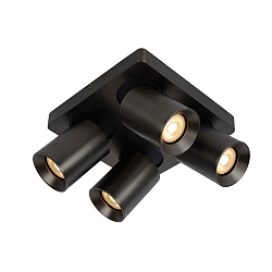 LED Deckenstrahler NIGEL, GU10, 4x5W 2200K/3000K, dimmbar, schwarz, Stahl