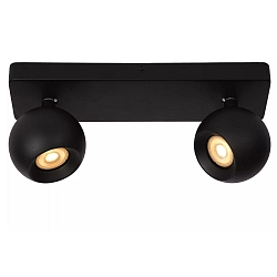 spot FAVORI 2 flames, adjustable, ball shaped GU10 IP20, black dimmable
