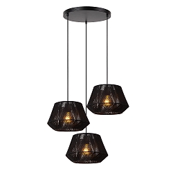 pendant luminaire JESSICA 3 flames E27 IP20, black dimmable